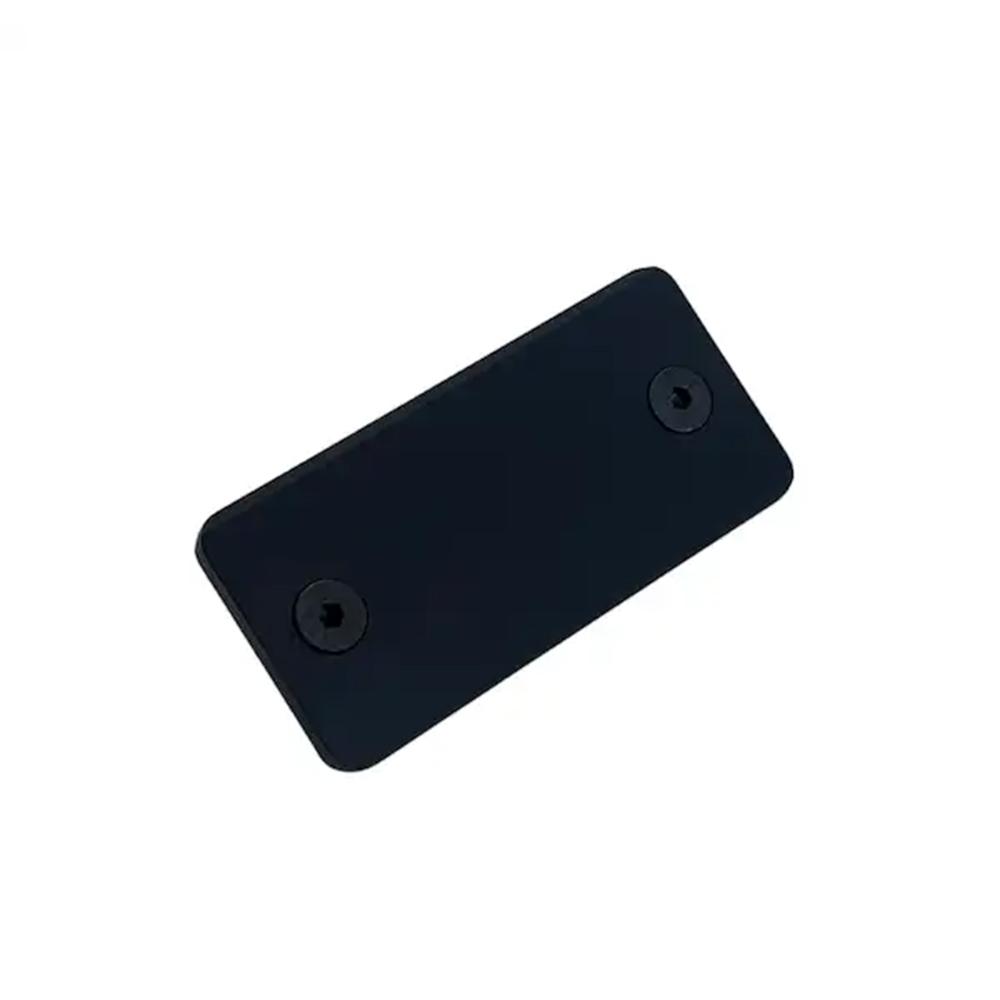 Black rectangular mounting plate with two screw holes
