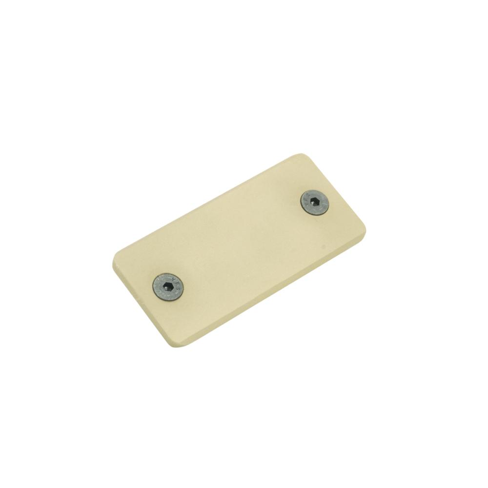Beige rectangular plastic plate with two screws