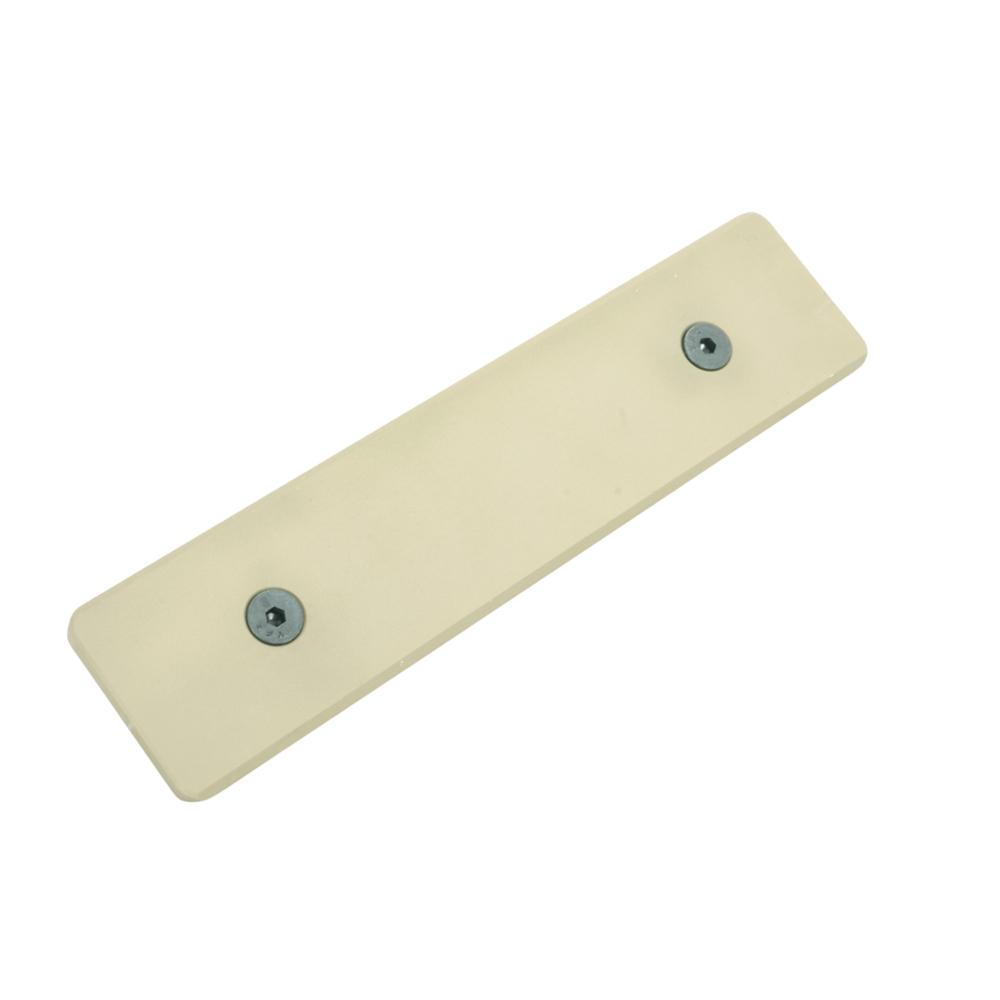 Beige rectangular mounting plate with two screws