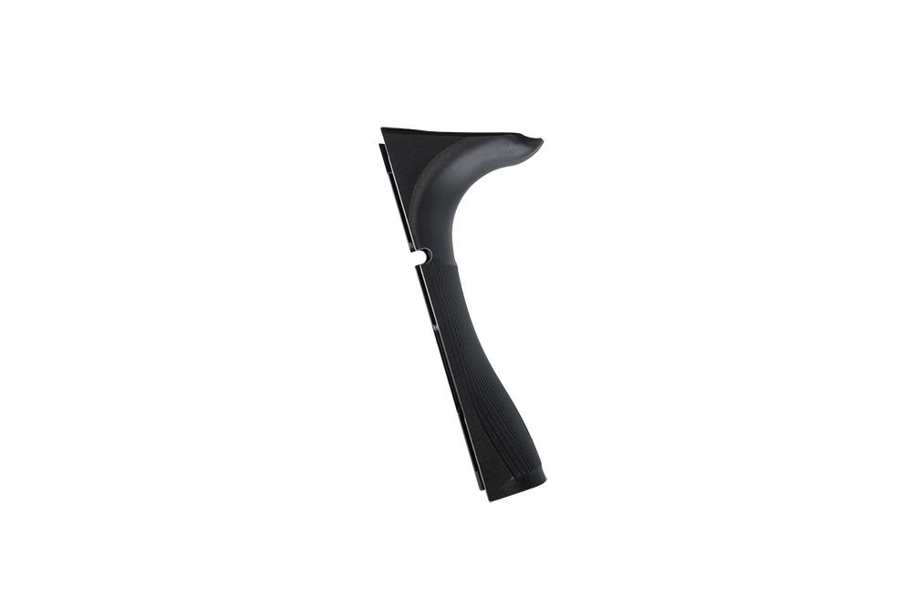Black handheld window squeegee with curved handle