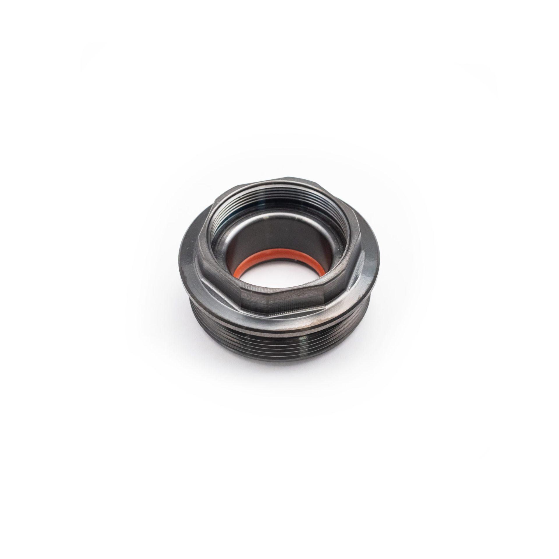 Metal threaded pipe fitting with orange O-ring