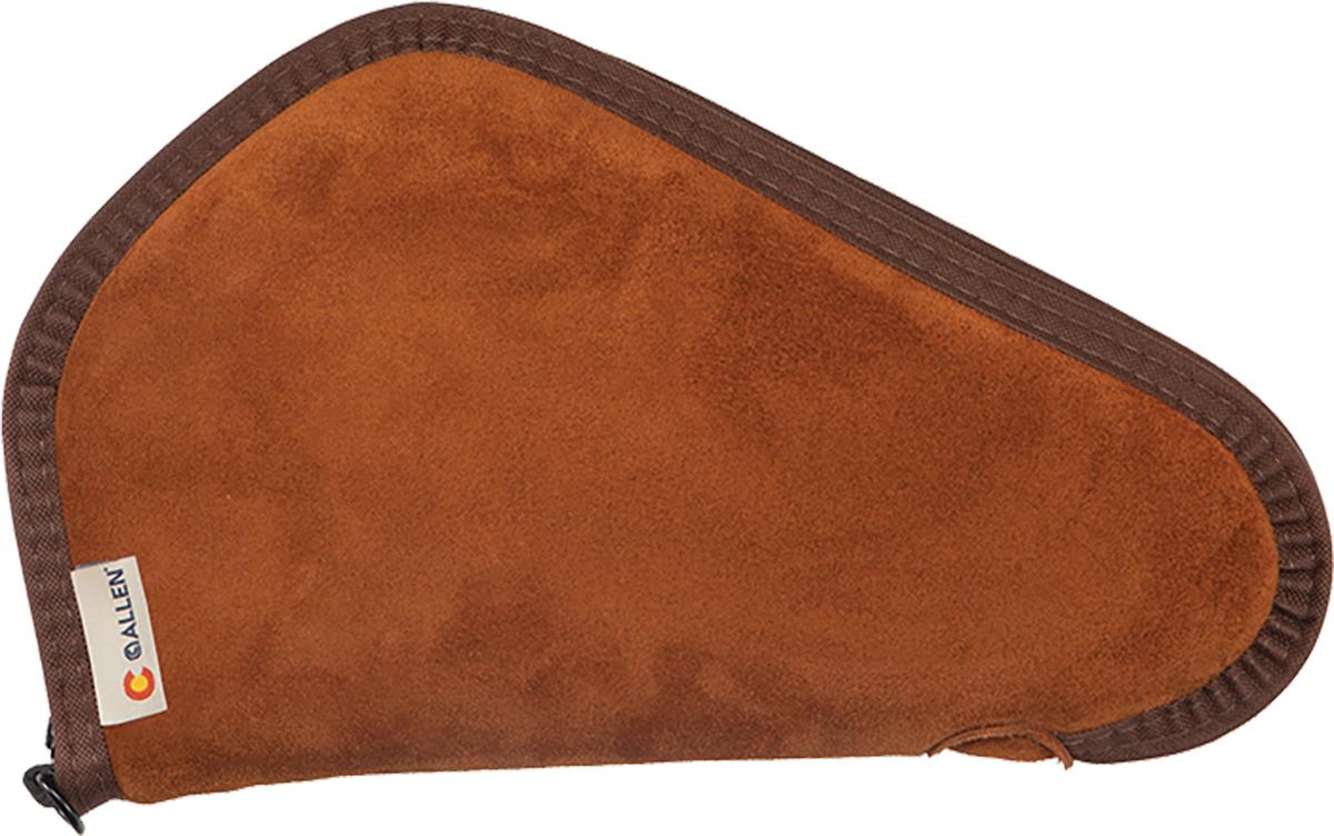 Brown suede handgun case with zipper