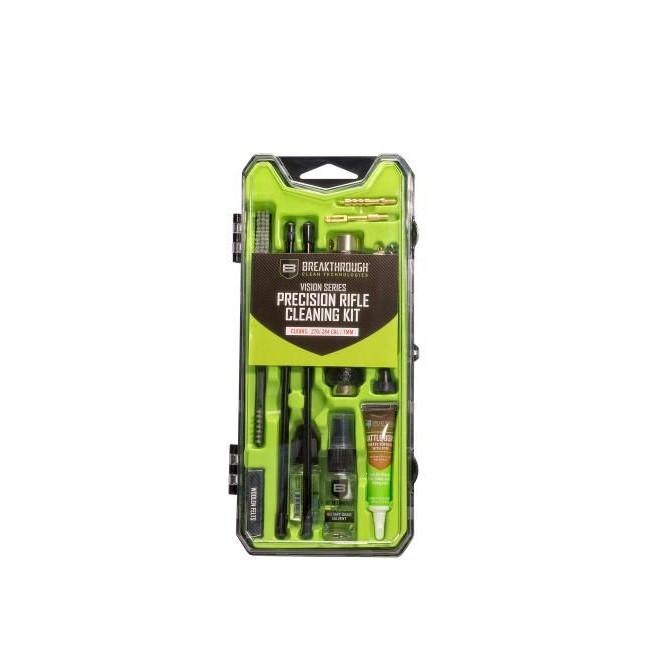 Precision rifle cleaning kit in green case
