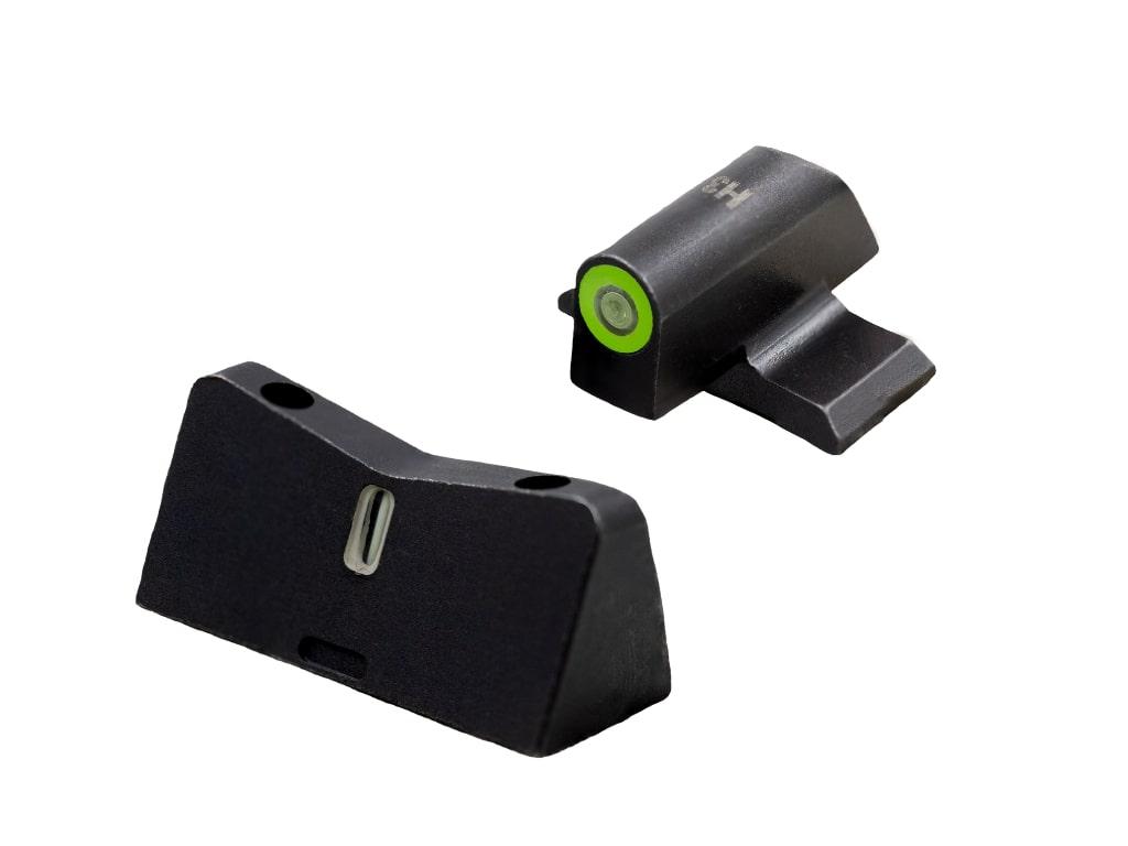 Black handgun front and rear sight set