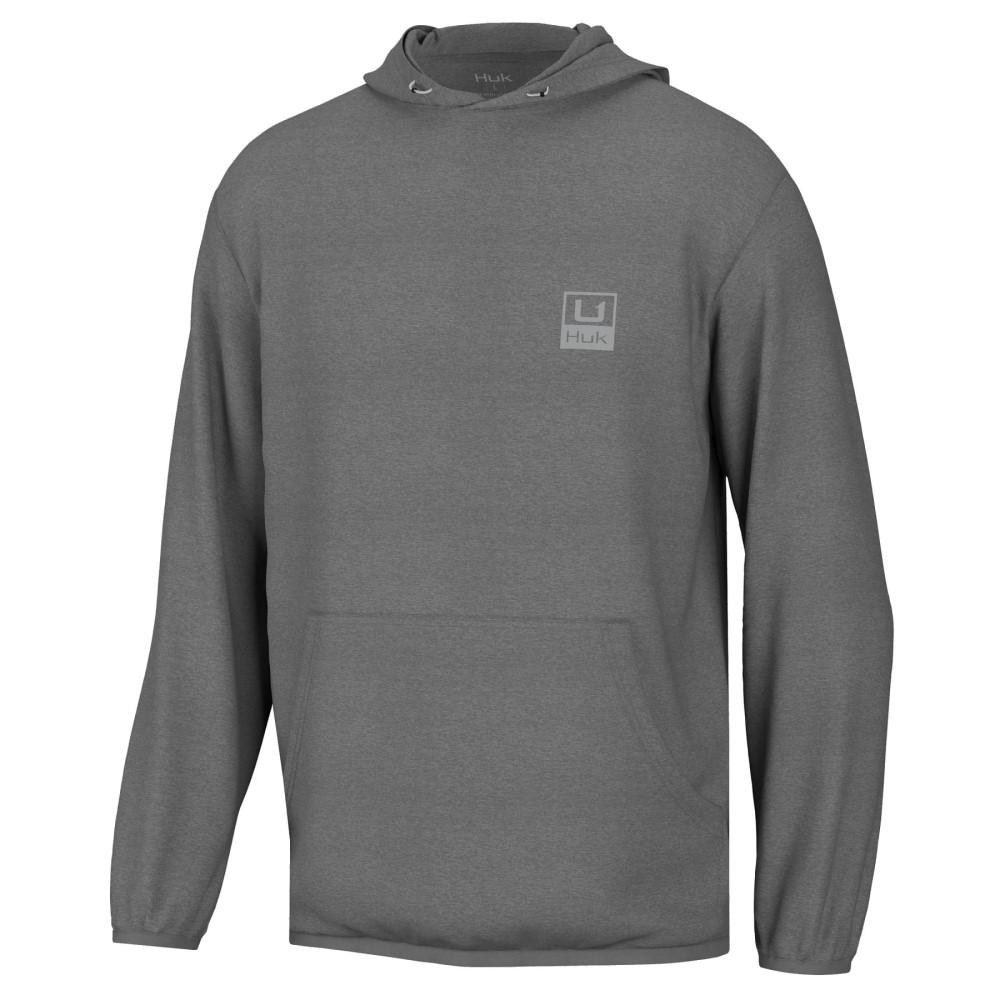 Gray Huk logo hooded sweatshirt with front pocket