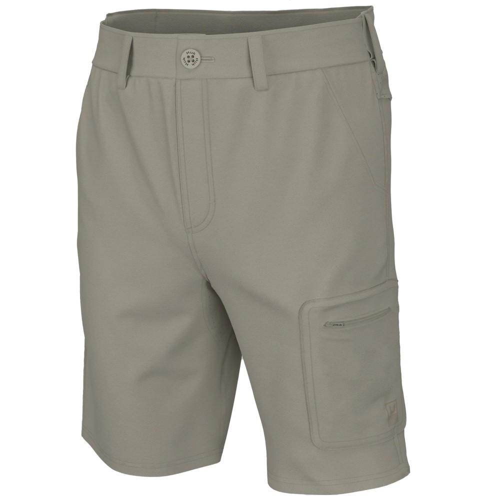 Beige men's cargo shorts with side pocket