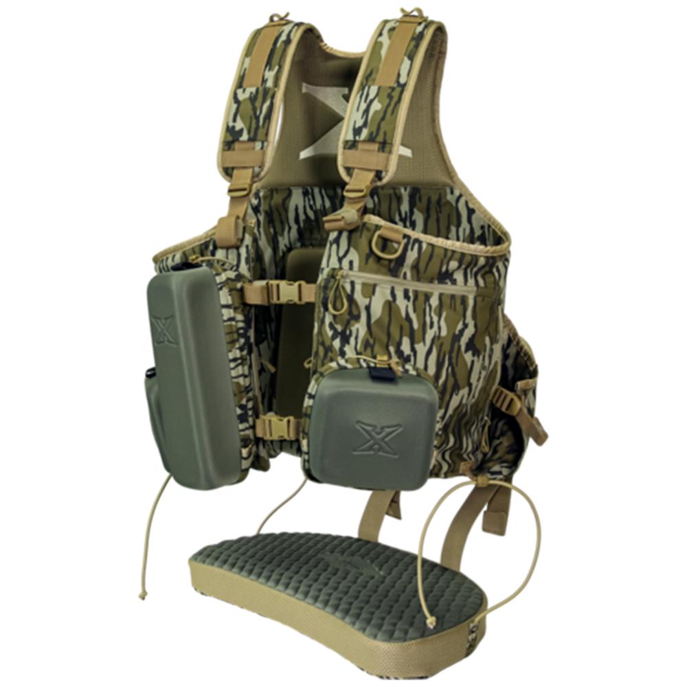 Camouflage hunting backpack with storage compartments and seat cushion