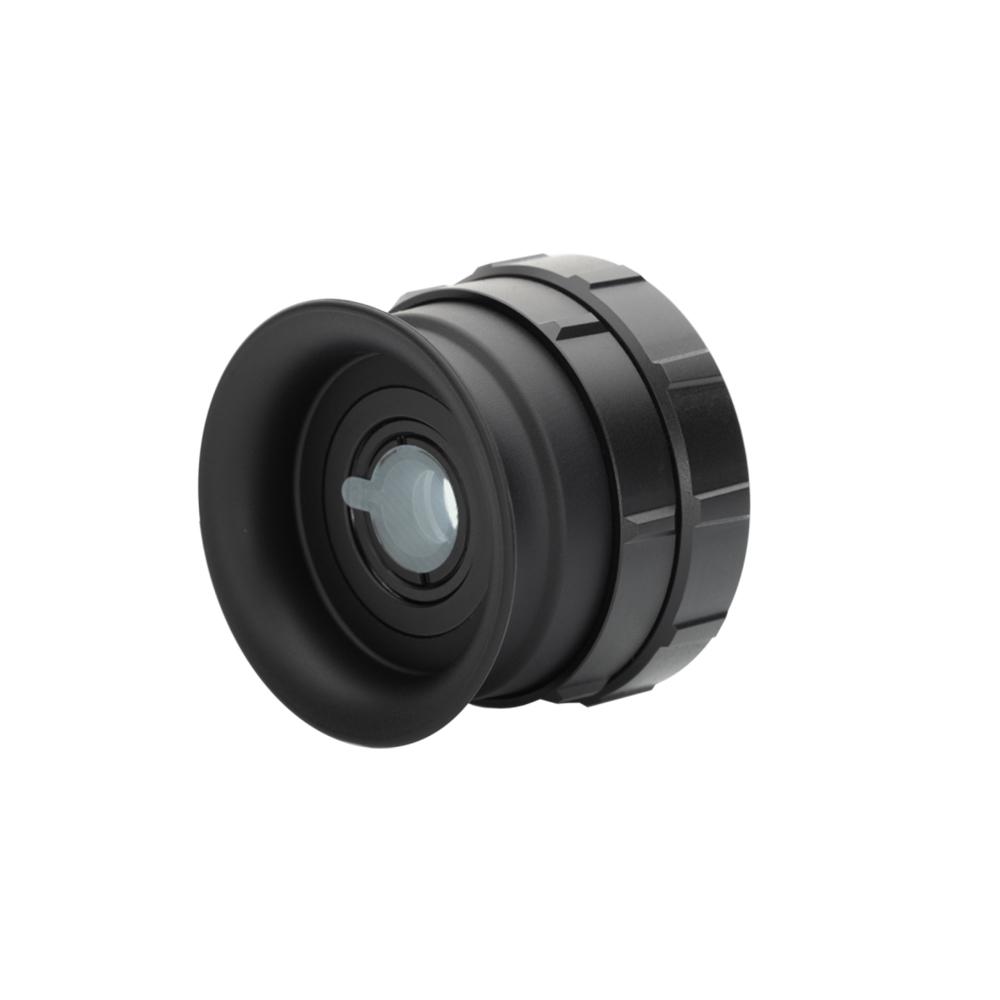Black wide-angle camera lens isolated on white