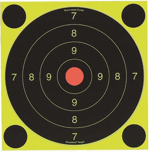 Shooting target with red bullseye and scoring rings
