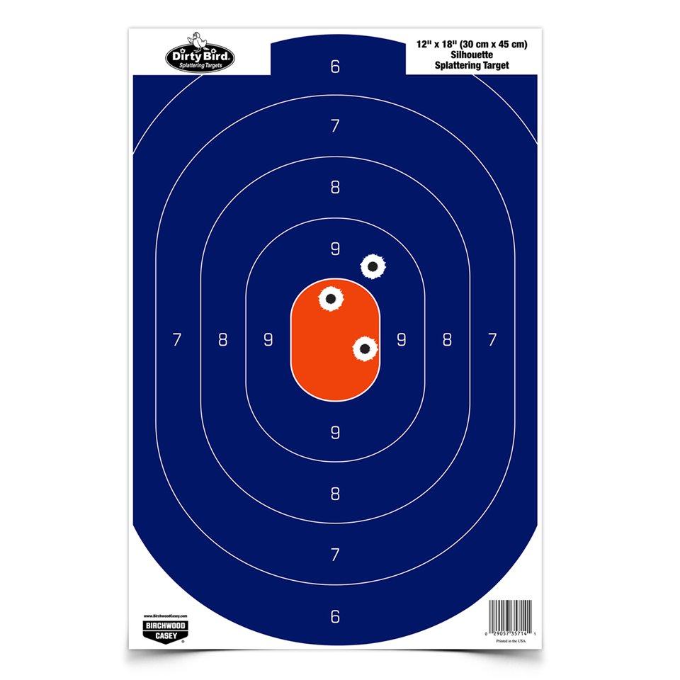 Silhouette shooting target with bullet holes