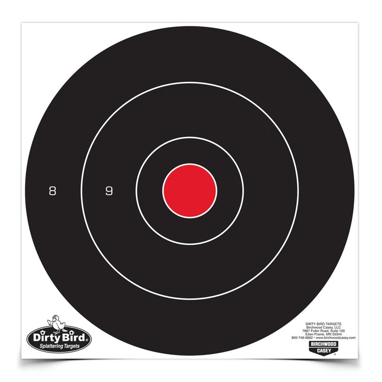 Black shooting target with red bullseye center