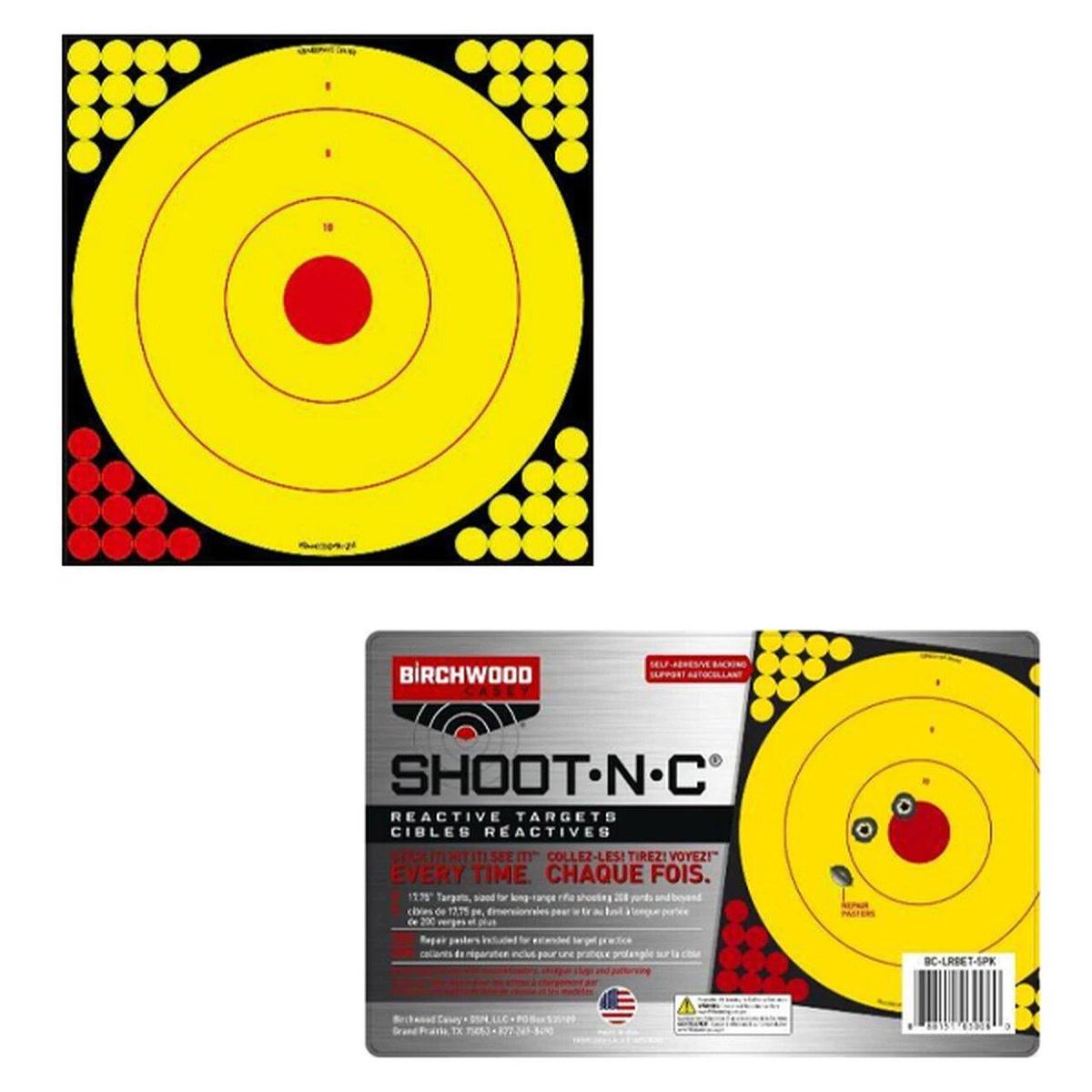Yellow reactive shooting target with red bullseye