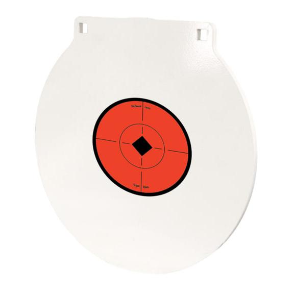 Toilet seat with red target sticker