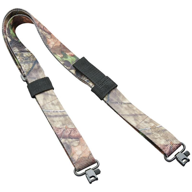 Camouflage rifle sling with black buckles