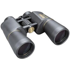 Black Bushnell binoculars on white background