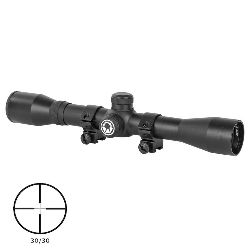 Black rifle scope with 30/30 reticle diagram