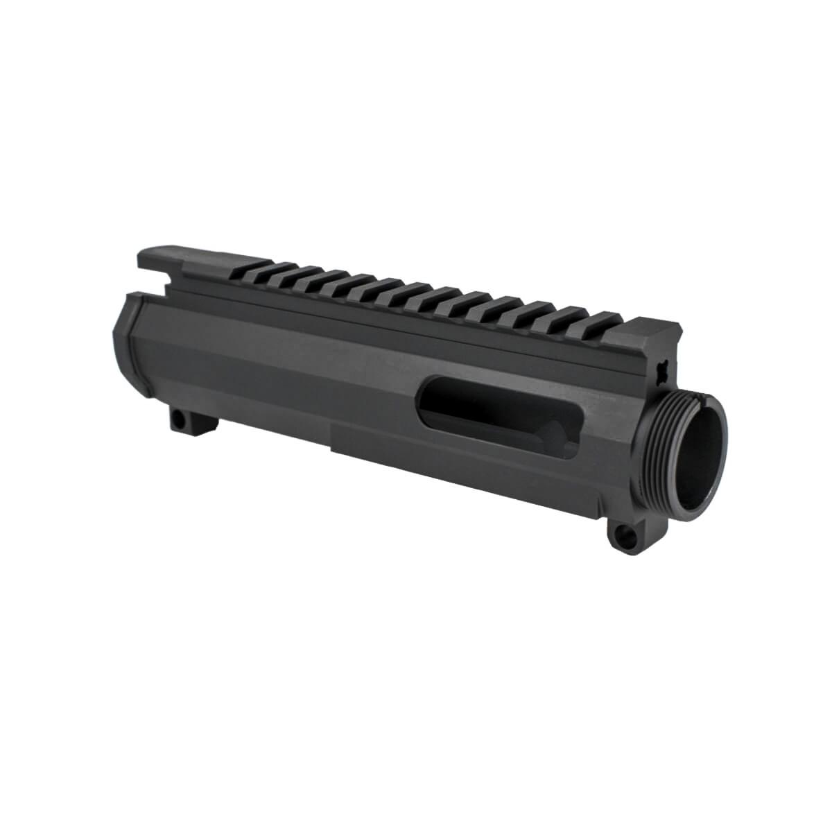 Black AR-15 upper receiver with Picatinny rail