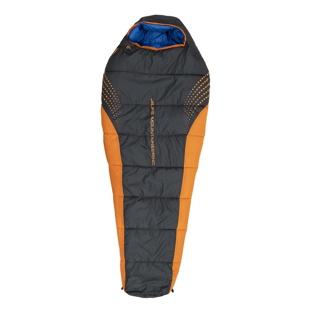 Gray and orange mummy sleeping bag