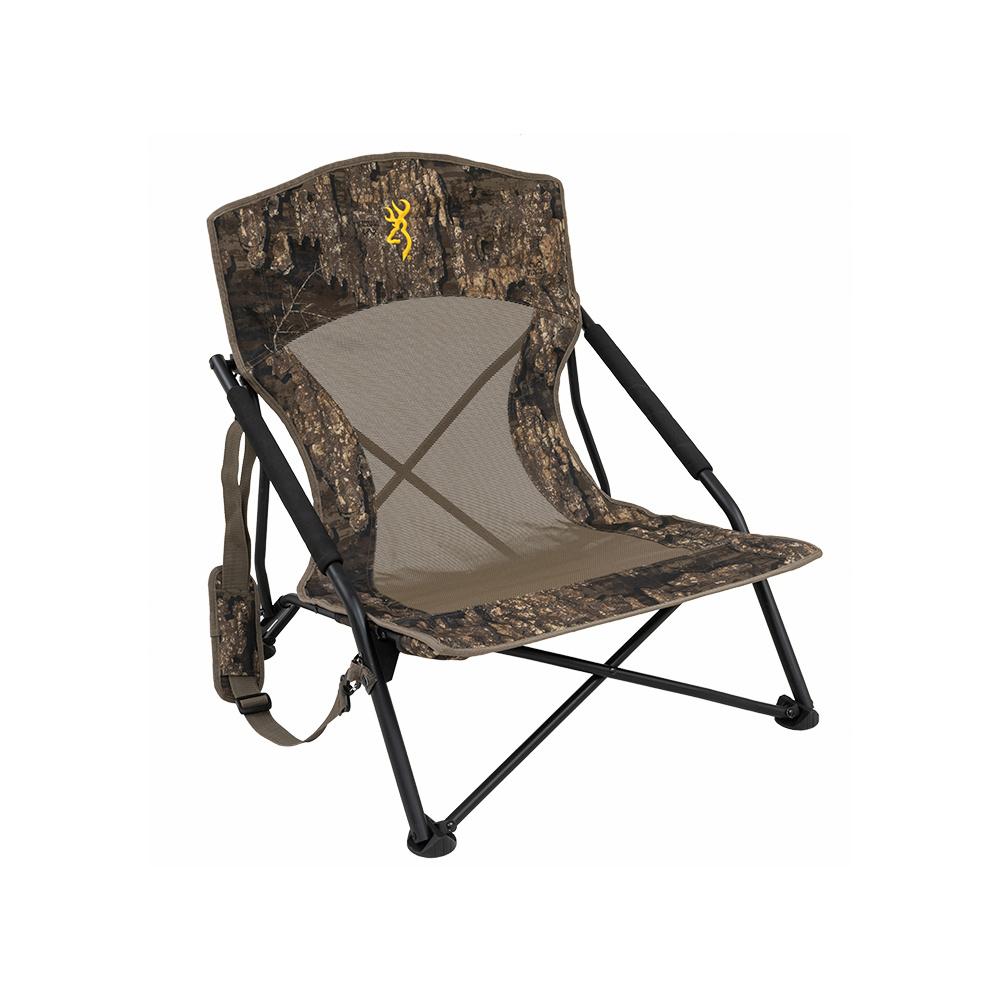 Camouflage folding camping chair with mesh seat