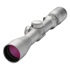 Silver Burris rifle scope with pink lens