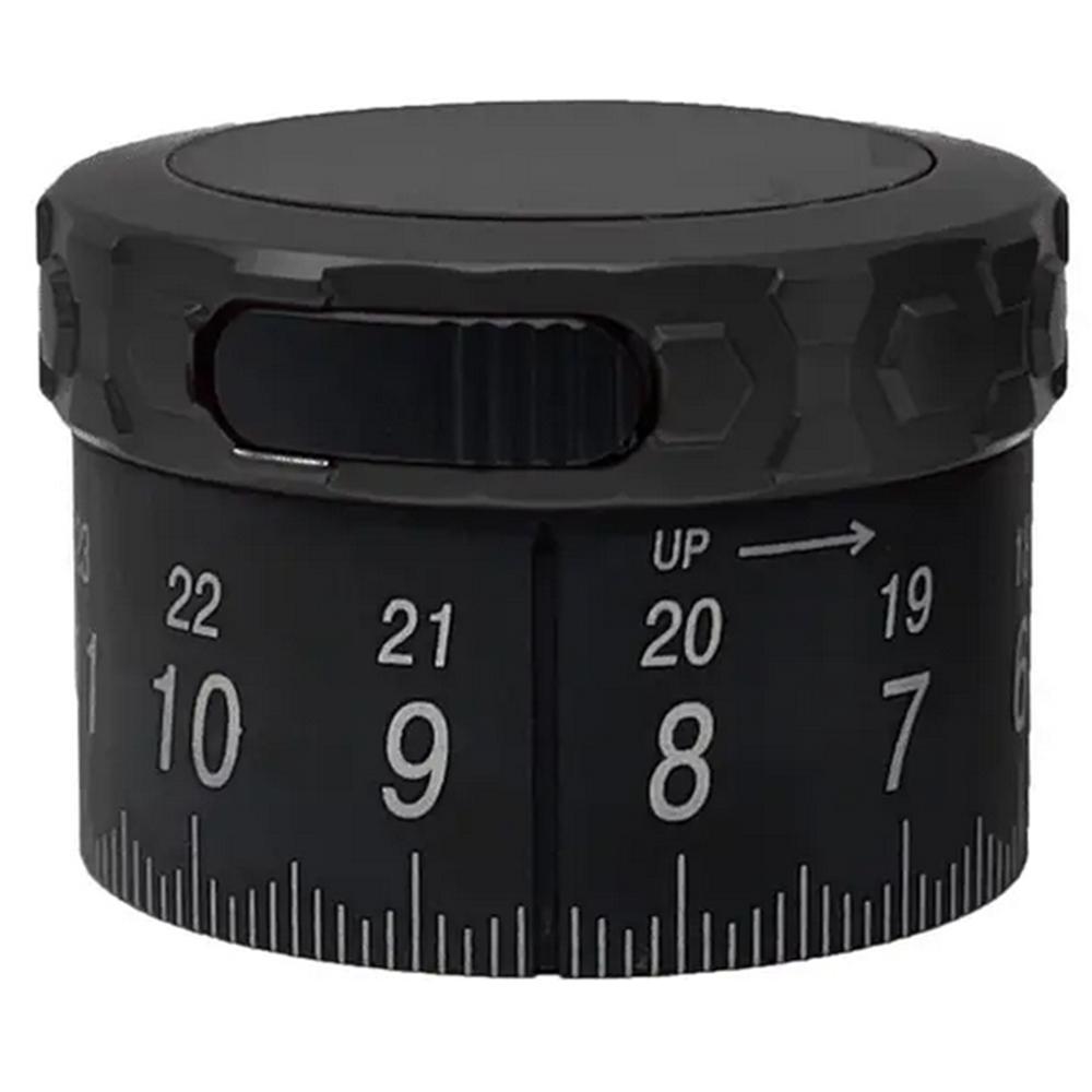 Black rifle scope elevation adjustment dial