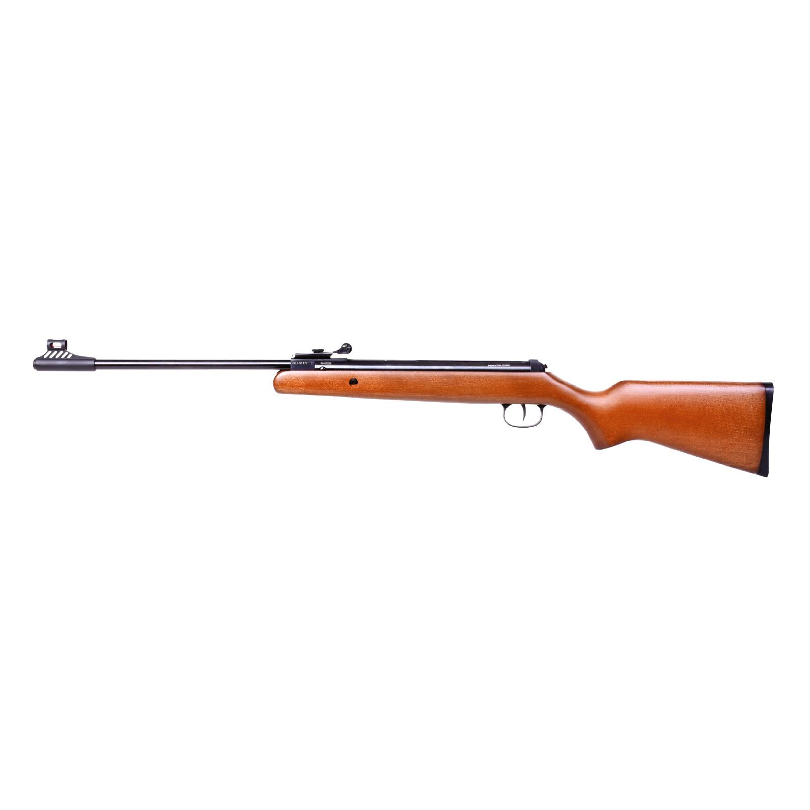 Wooden-stock air rifle isolated on white background