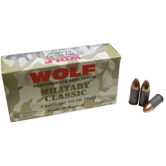 Box of 9mm Wolf ammunition with cartridges
