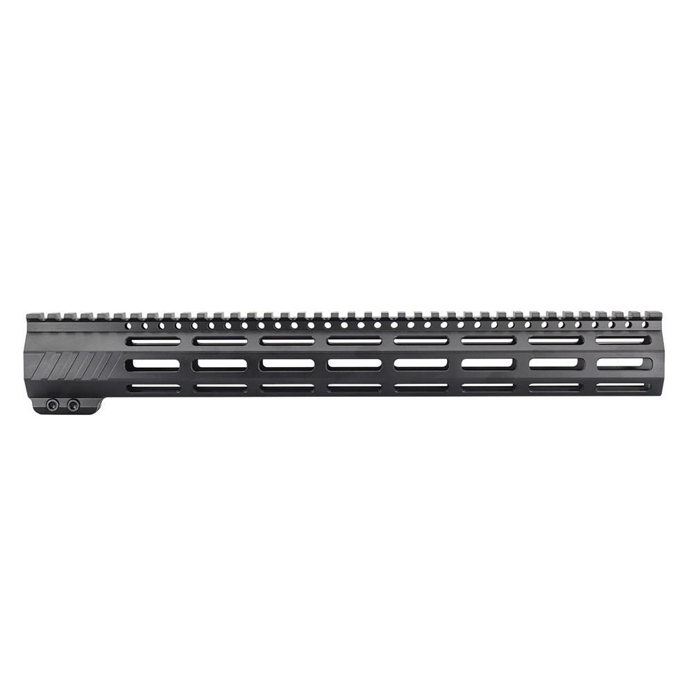 Black rifle handguard with top rail system