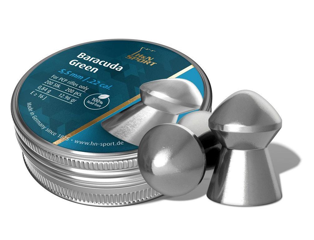 Tin of Baracuda Green .22 caliber airgun pellets