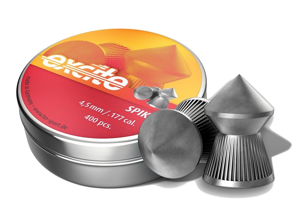 Tin of .177 caliber airgun pellets with spikes