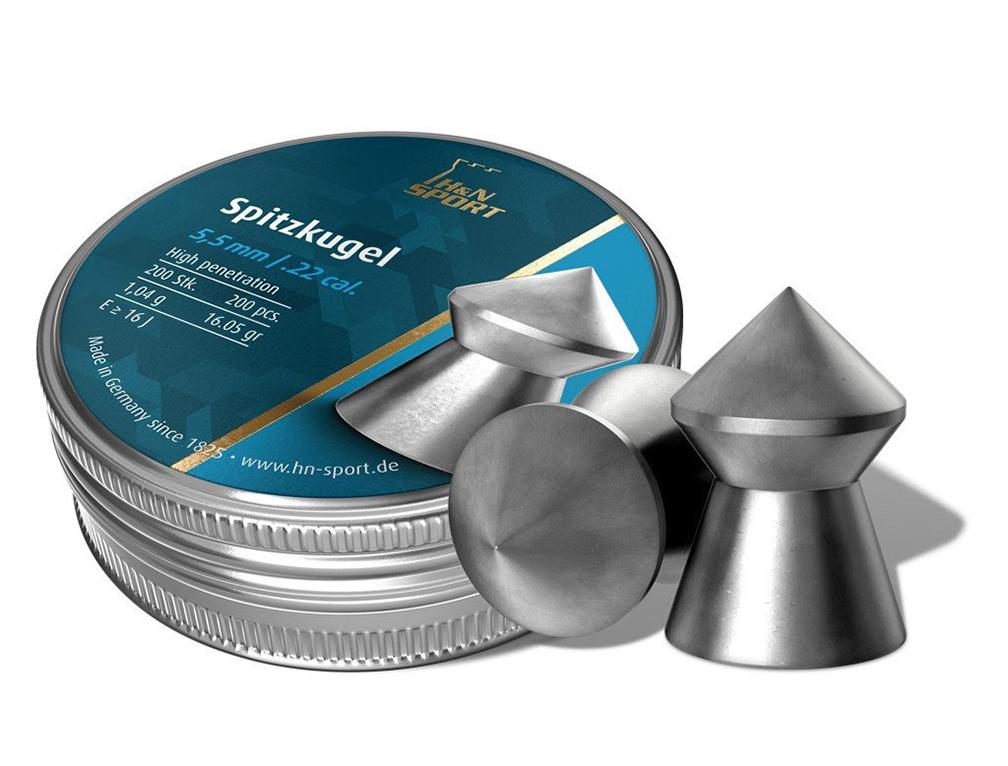 Tin of .22 caliber pointed airgun pellets