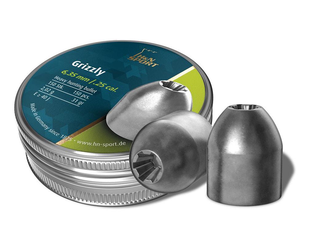 Tin of .25 caliber Grizzly airgun pellets