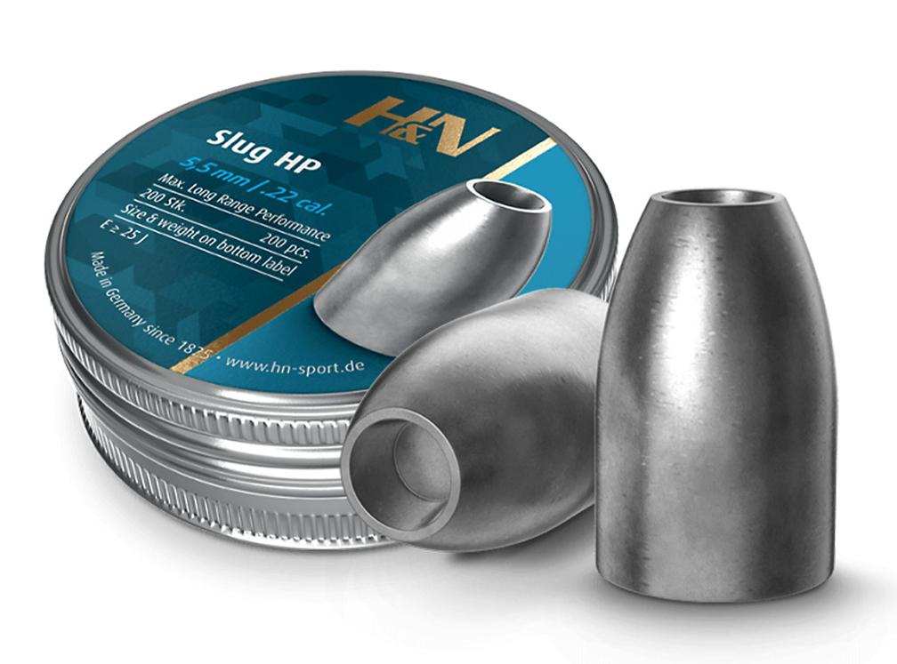 H&N .22 caliber slug pellets and tin