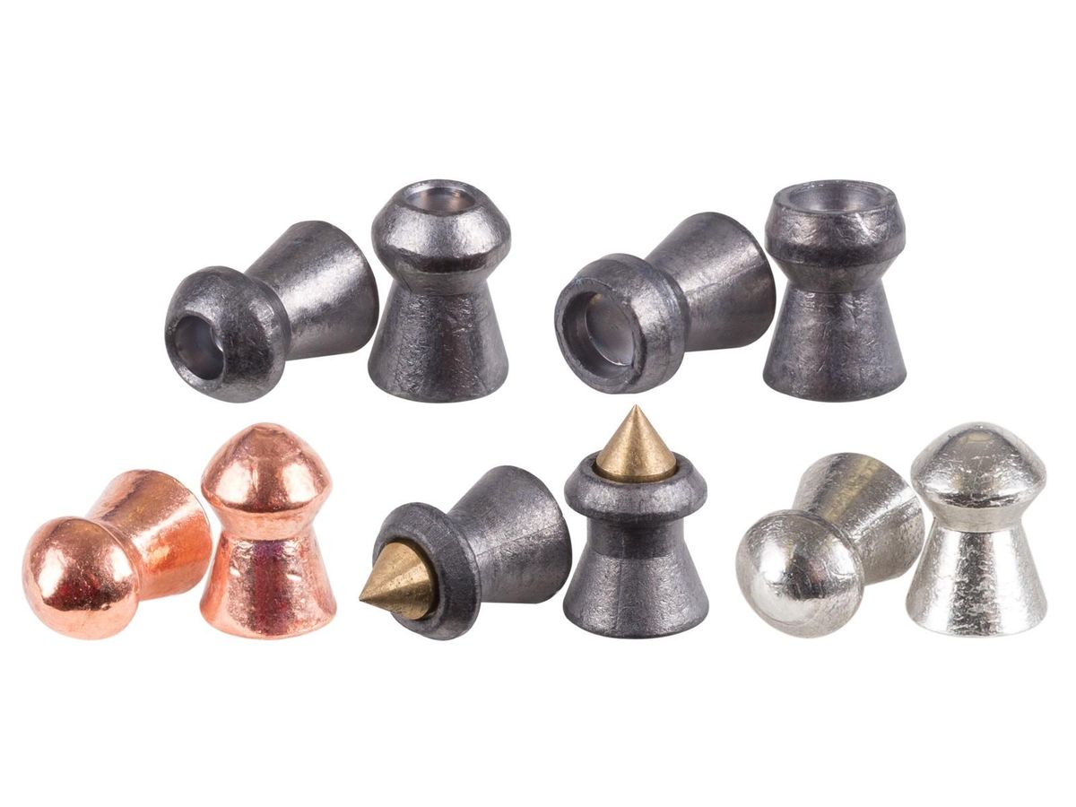 Various airgun pellets in different shapes and materials