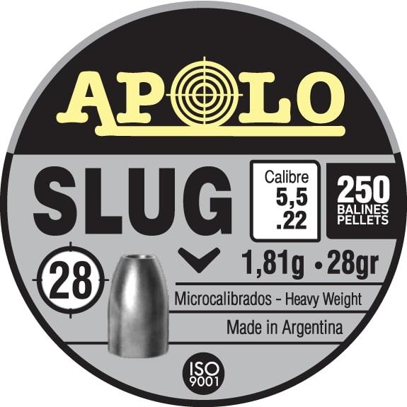 Apolo Slug .22 caliber 28gr pellet tin label