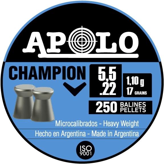 APOLO Champion .22 caliber pellet tin label