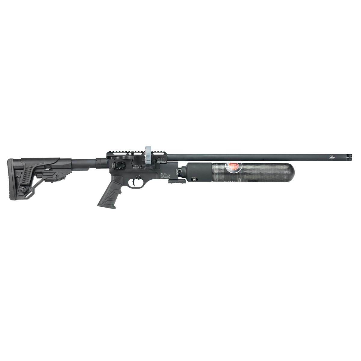 Modern black air rifle with air tank