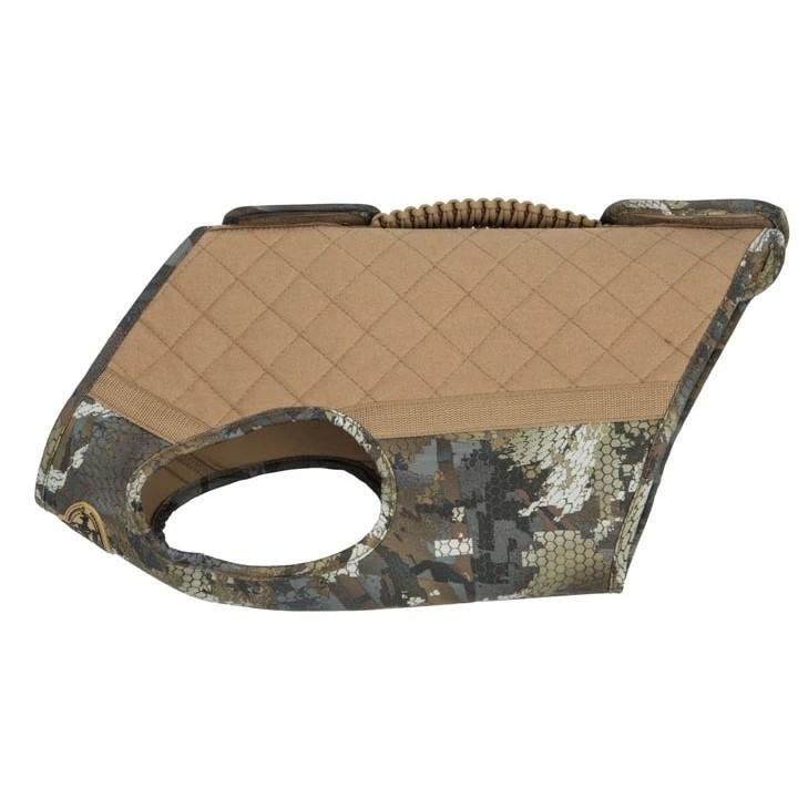 Camouflage dog vest with quilted tan top