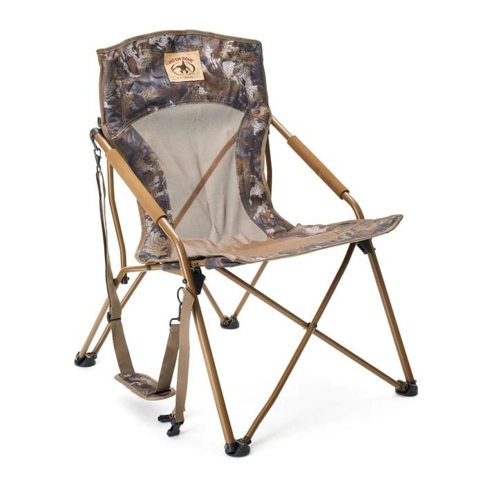 Camouflage folding camping chair with armrests