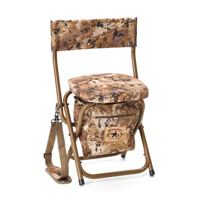 Camouflage folding hunting chair with storage pouch