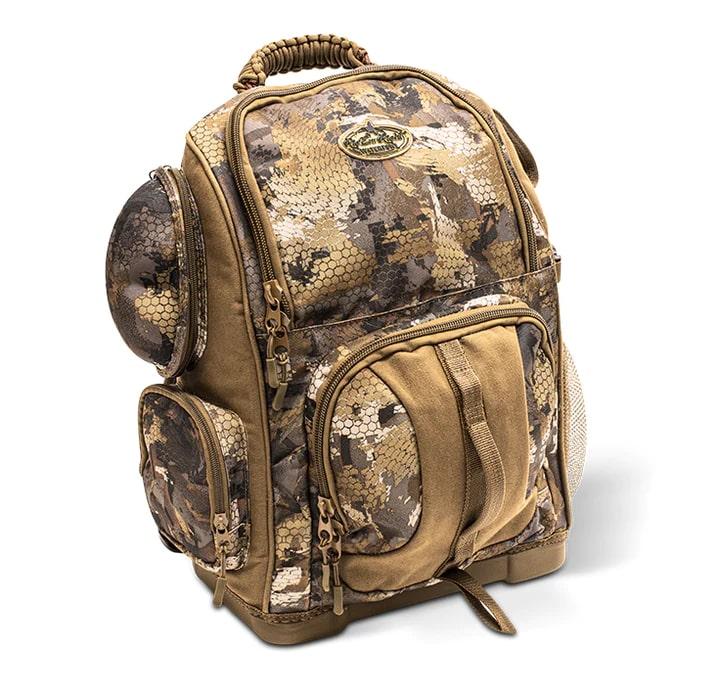 Camouflage hunting backpack with multiple zippered compartments