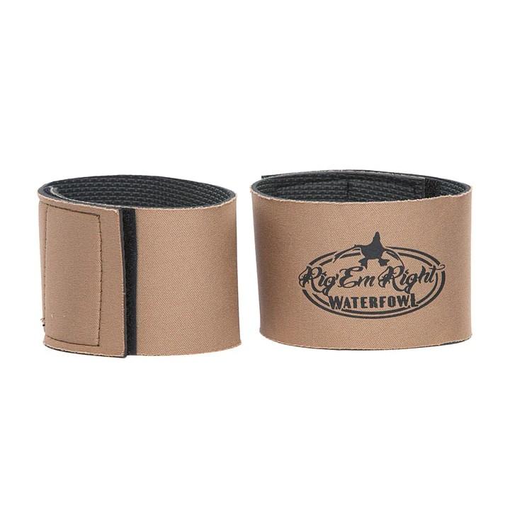 Tan waterfowl hunting wristband with Velcro closure
