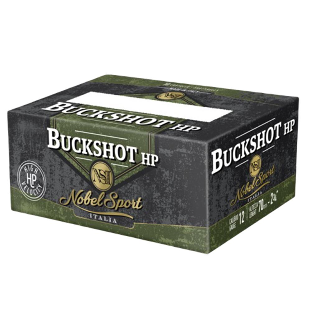 Box of NobelSport Buckshot HP shotgun shells