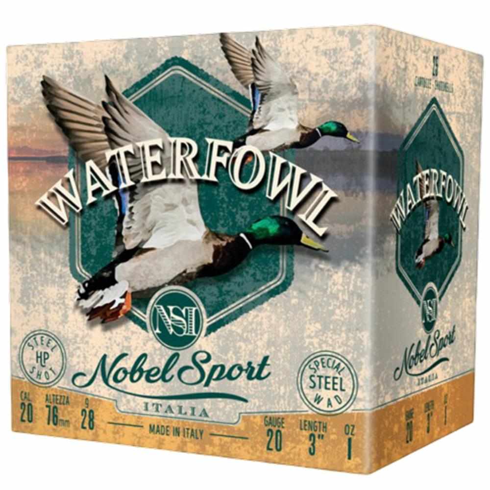 Waterfowl shotgun shells box with flying ducks