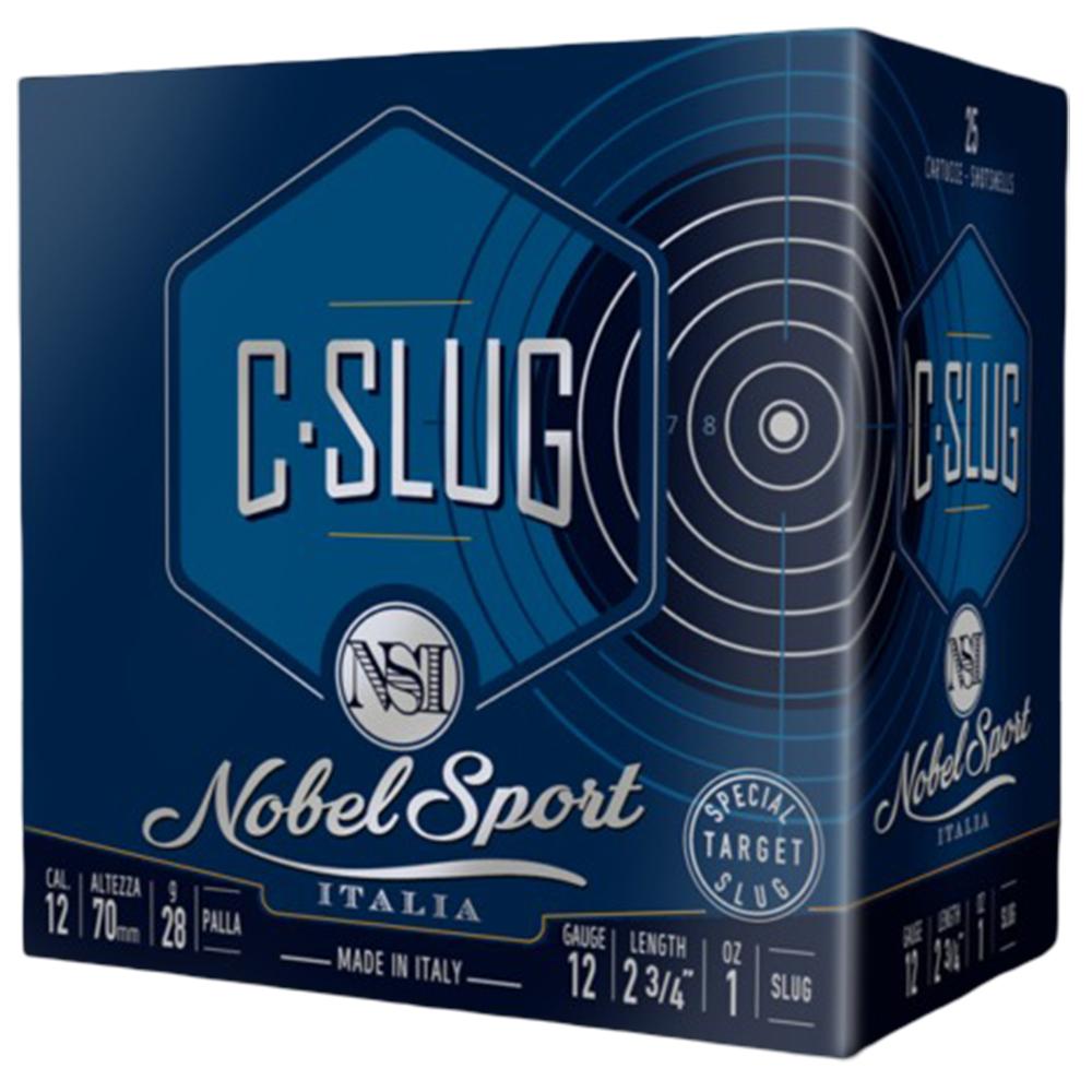 Box of NobelSport C-Slug 12-gauge ammunition