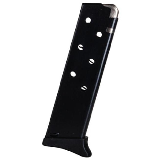 Black handgun magazine on white background