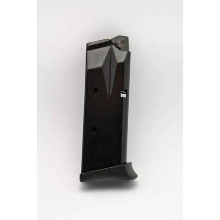 Black handgun magazine on white background