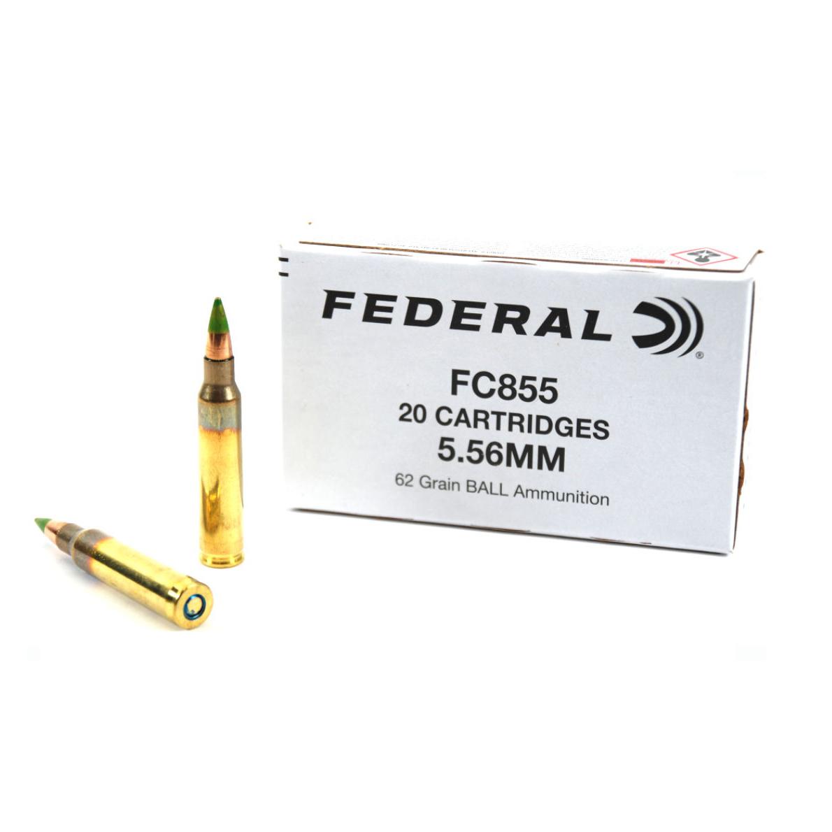 Federal 5.56mm ammunition box and cartridges