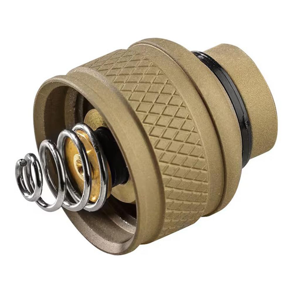 Brass spring-loaded valve component with textured grip