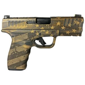 Custom handgun with distressed American flag design